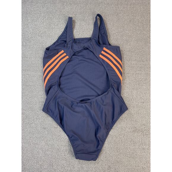 NWT Adidas 3S One Piece Swimsuit Navy Coral Performance Activewear US Size 14 - Picture 3 of 8